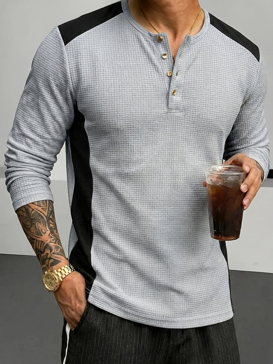 Curtis | Texturerad långärmad Henley