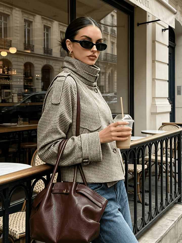Marguerite | Jacka med ståkrage i houndstooth
