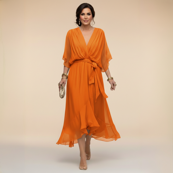 Abigail | Stilig Chiffon V-Hals Klänning