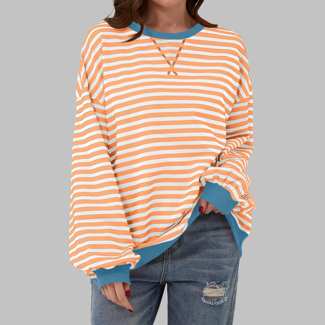 Margaret | Avslappnad långärmad randig sweatshirt
