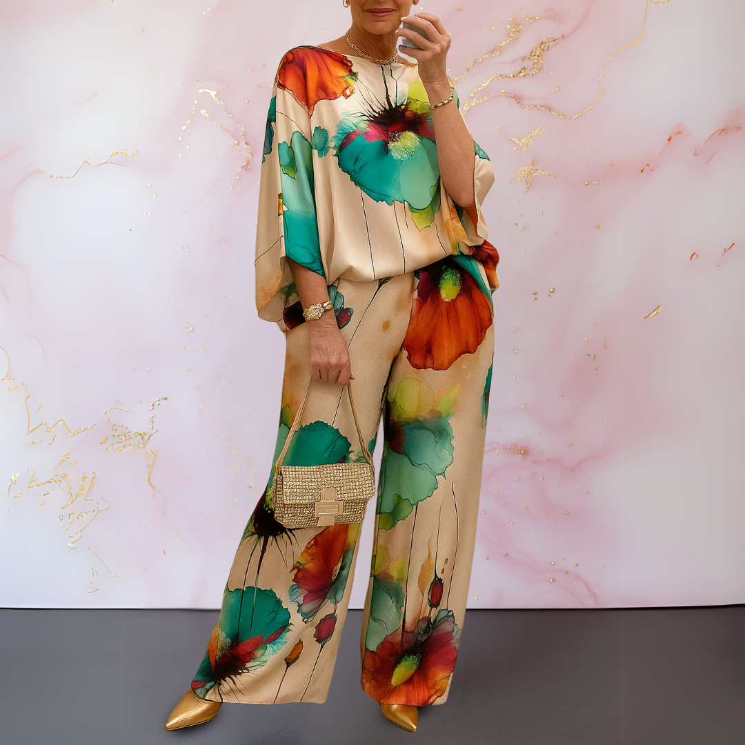 Harlow | Stilig Satin Tvådelad Set
