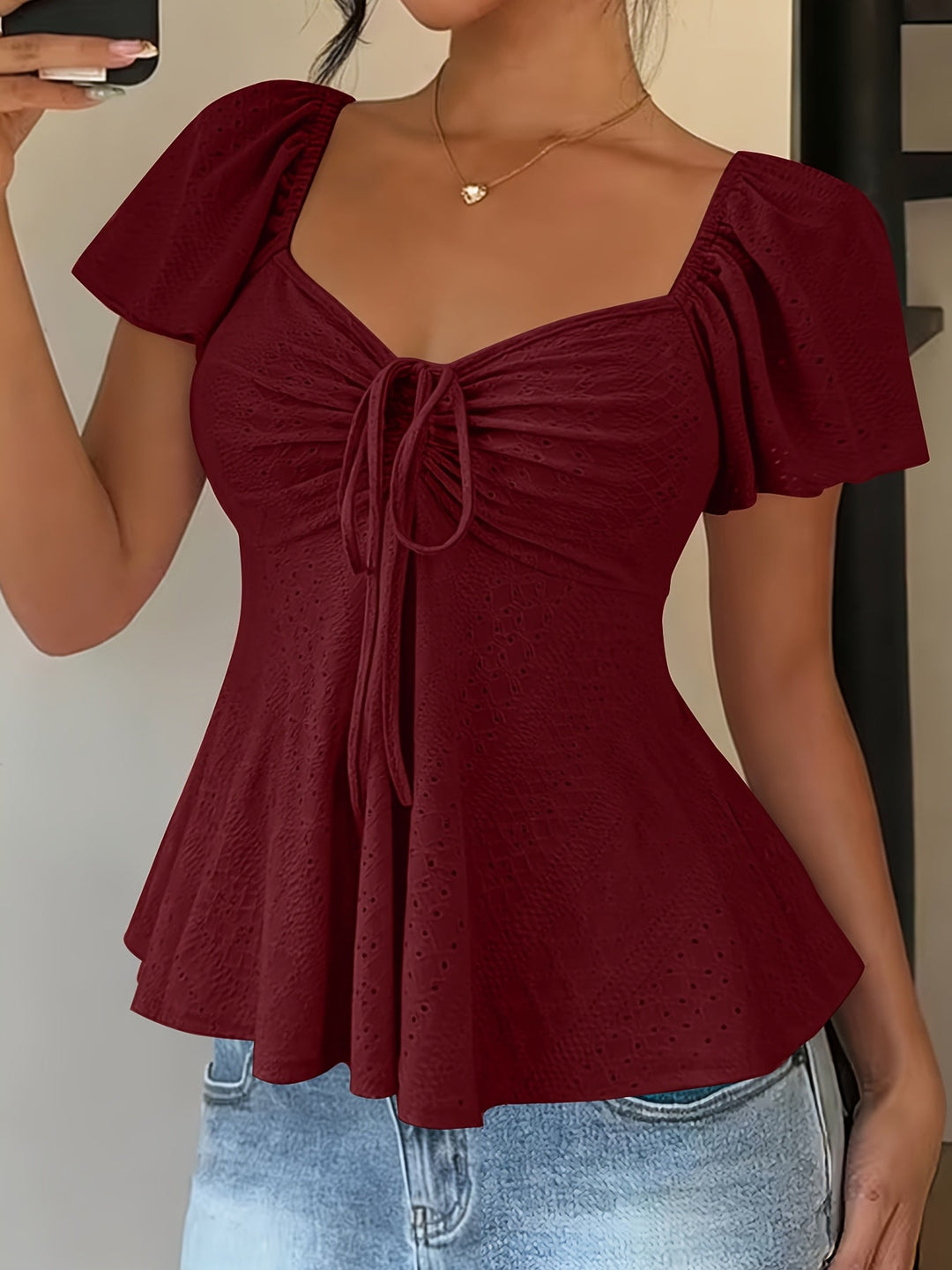 Josephine | Flutter-sleeve Peplum Top