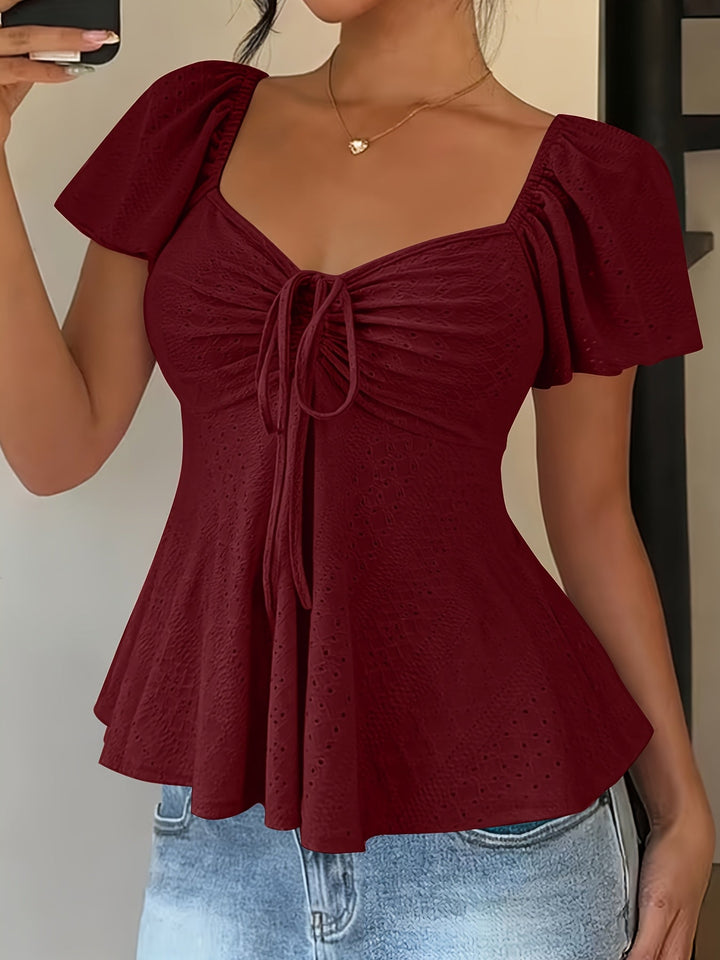 Josephine | Flutter-sleeve Peplum Top
