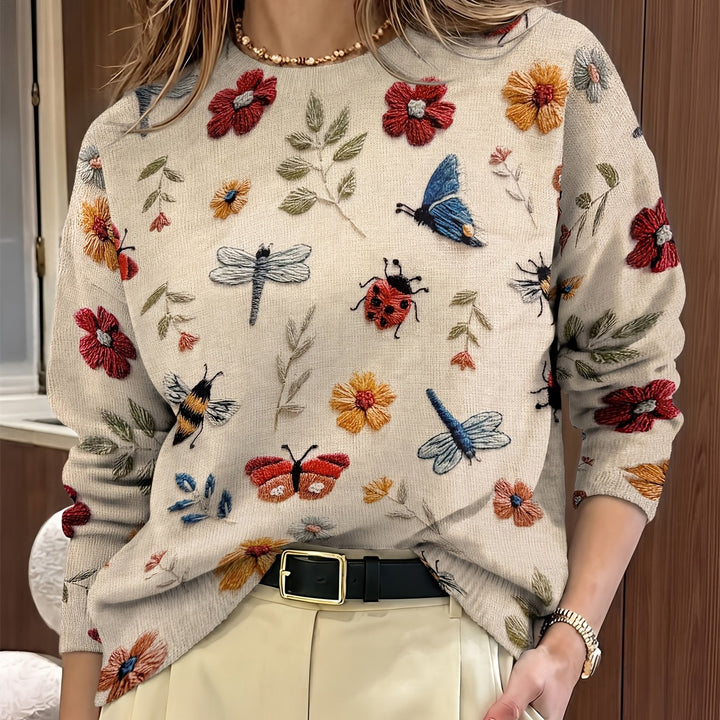 Elsie | Botanisk Tryckt Crewneck Tröja