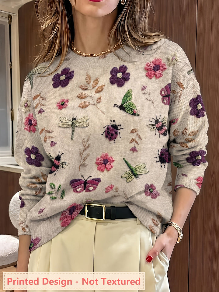 Elsie | Botanisk Tryckt Crewneck Tröja