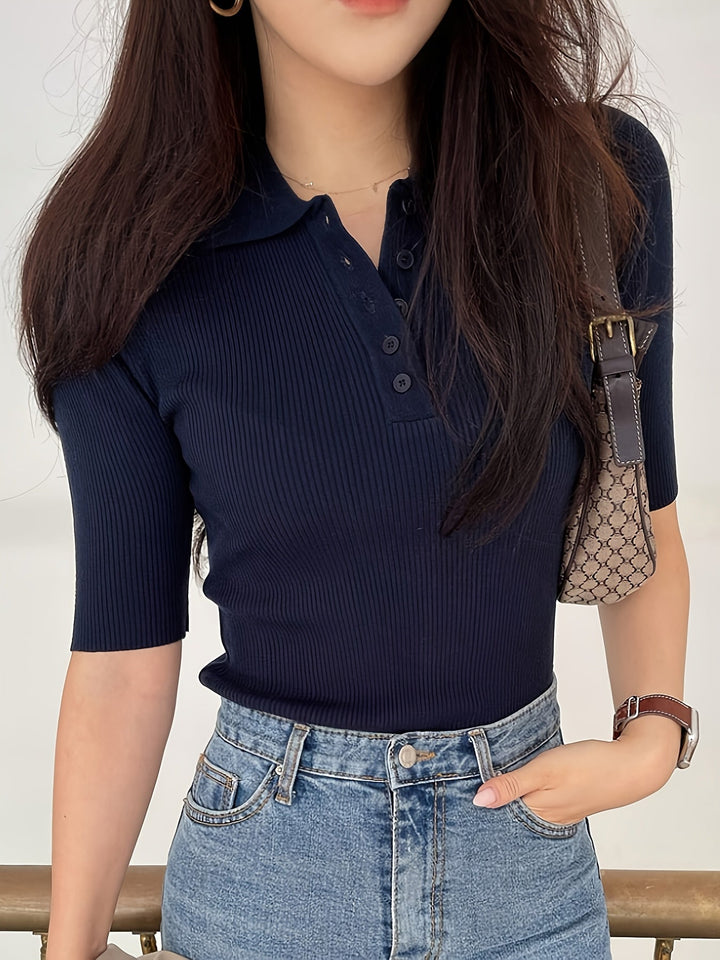 Meredith | Ribbad Krage Topp