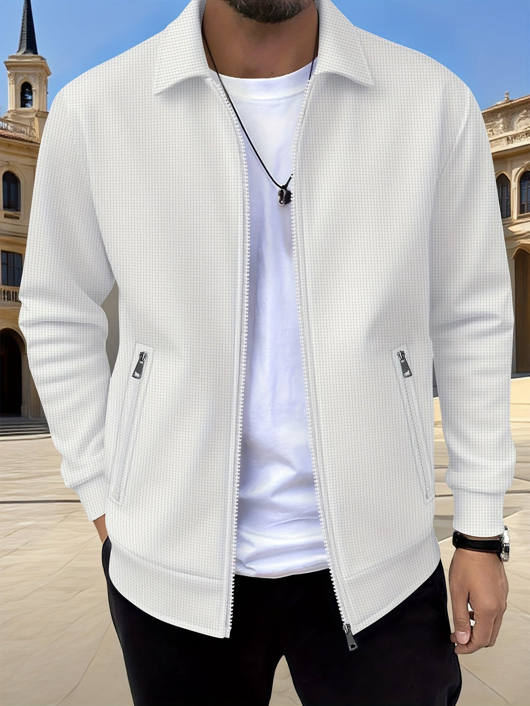 Cameron | Texturerad Zip Jacka