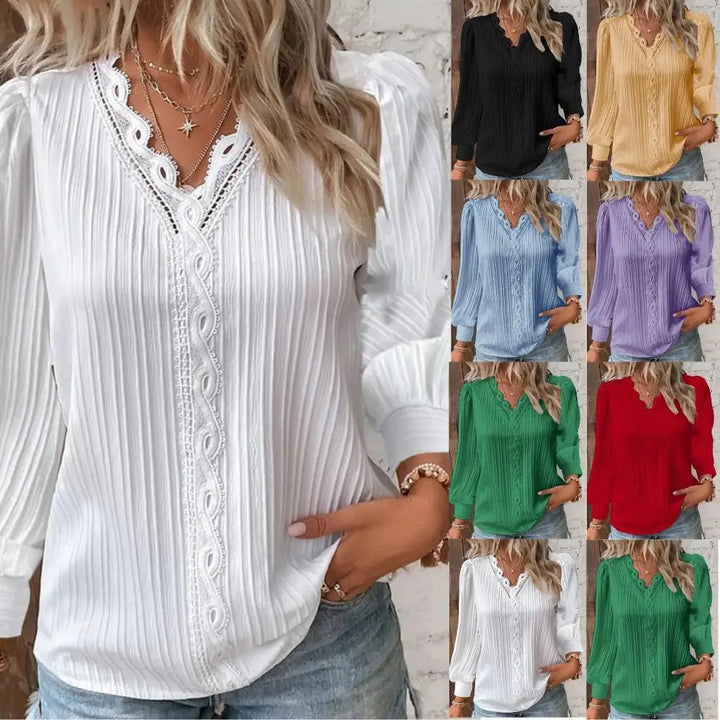 Naomi | Elegant Blus med Spetsdetaljer