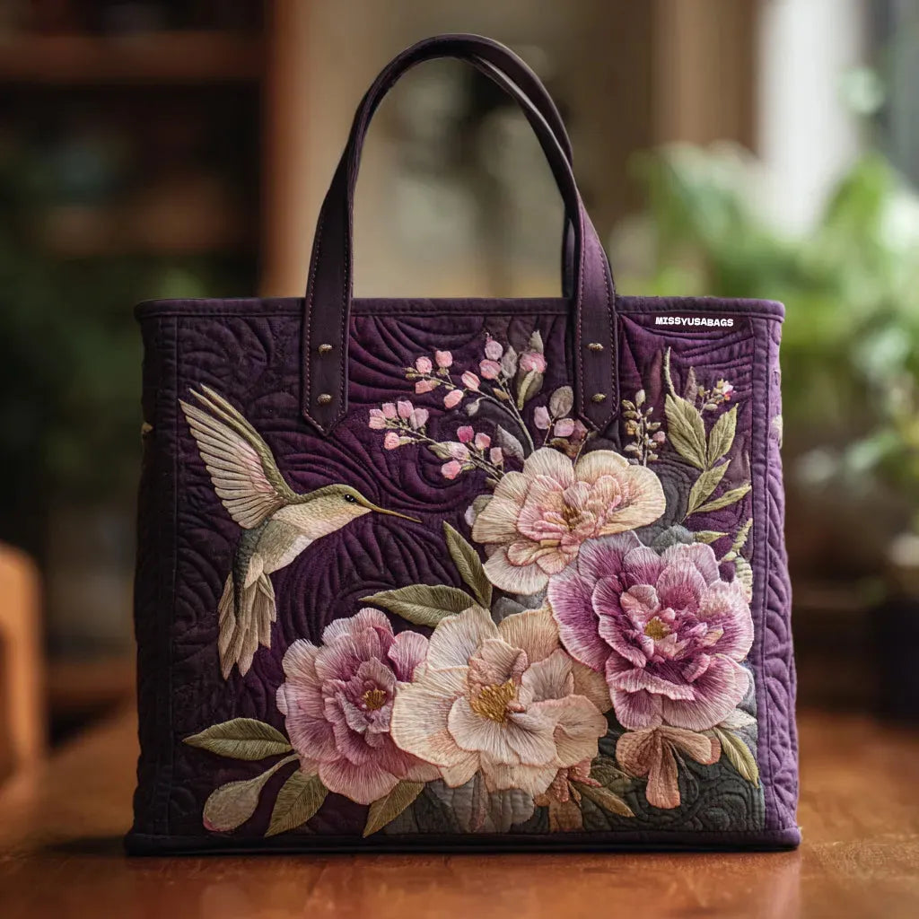 Andrea | Lila Blommig Konst Tote-väska