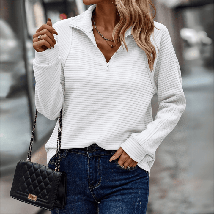 Gillian | Ribbad Halv-Zip Tröja