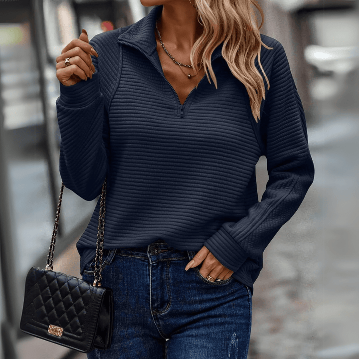 Gillian | Ribbad Halv-Zip Tröja