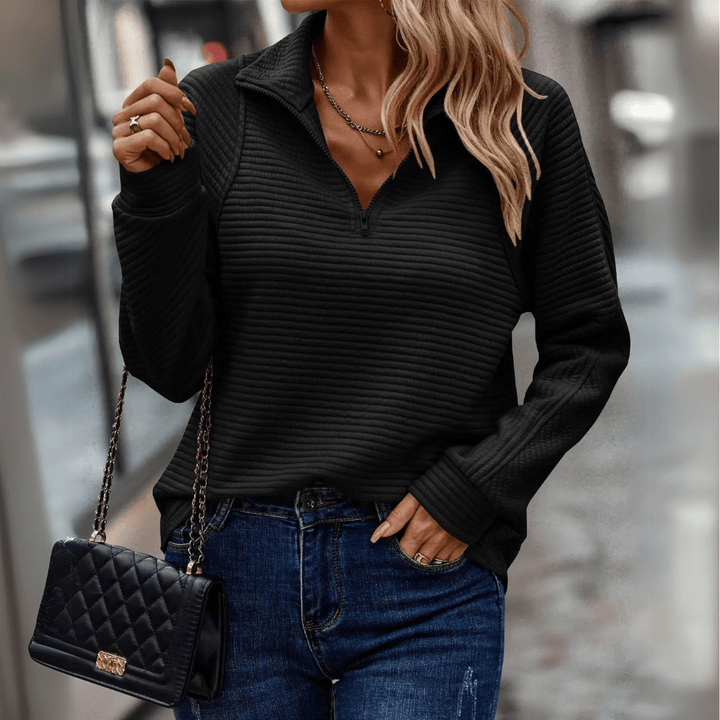 Gillian | Ribbad Halv-Zip Tröja