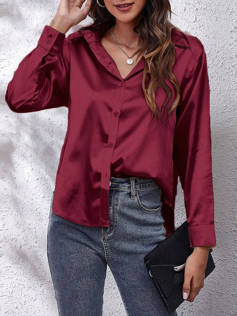 Heather | Elegant Blus med Långa Ärmar