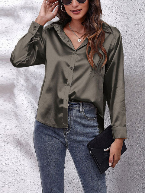 Heather | Elegant Blus med Långa Ärmar