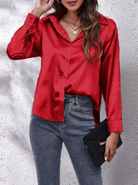 Heather | Elegant Blus med Långa Ärmar