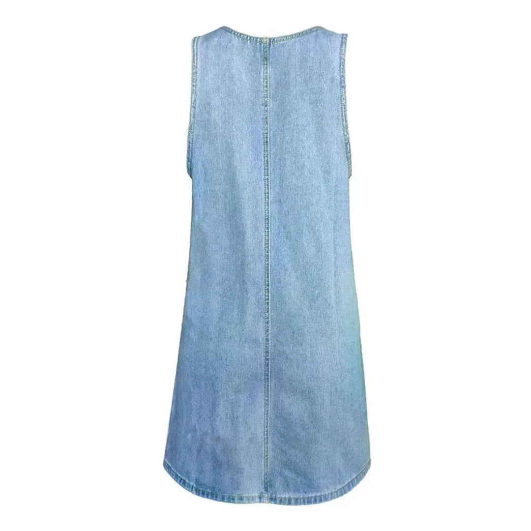 Deby | Bekväm ärmlös denimklänning