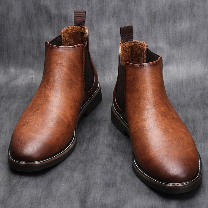 Herr Chelsea Boots med Elastiska Sidopaneler och Dragsköna