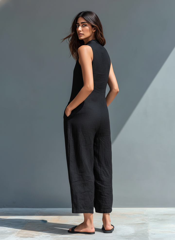 Debra | Elegant ärmlös enfärgad jumpsuit