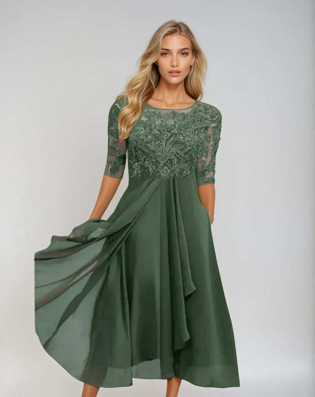 Adelaide | Elegant Spets Midi Klänning