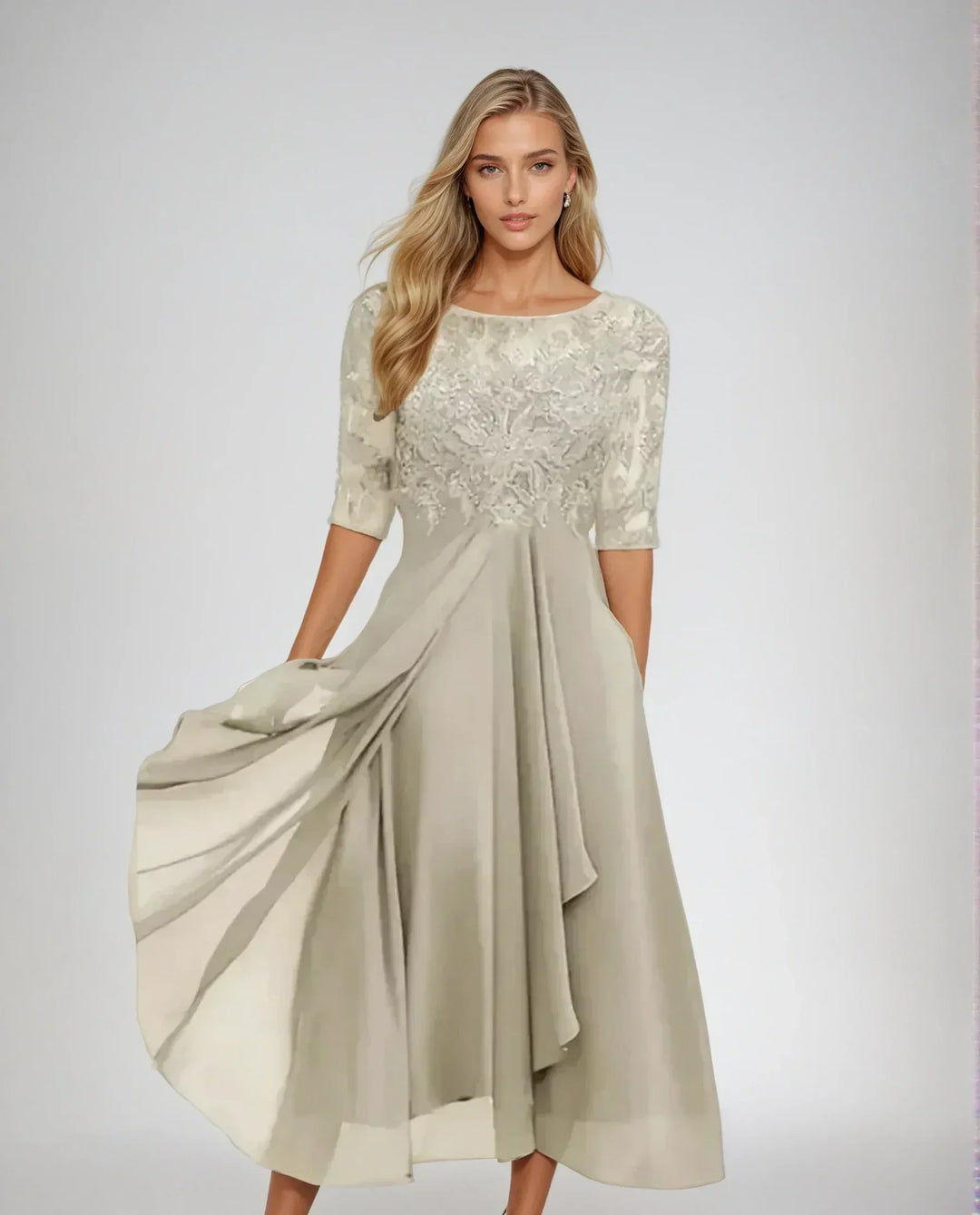 Adelaide | Elegant Spets Midi Klänning