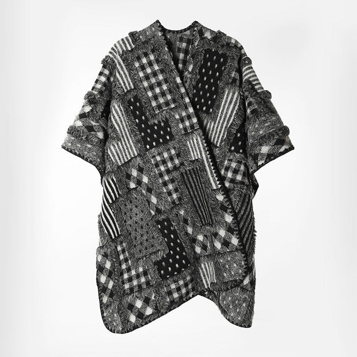 Dam Patchwork Kimono Cape i Oversize Passform