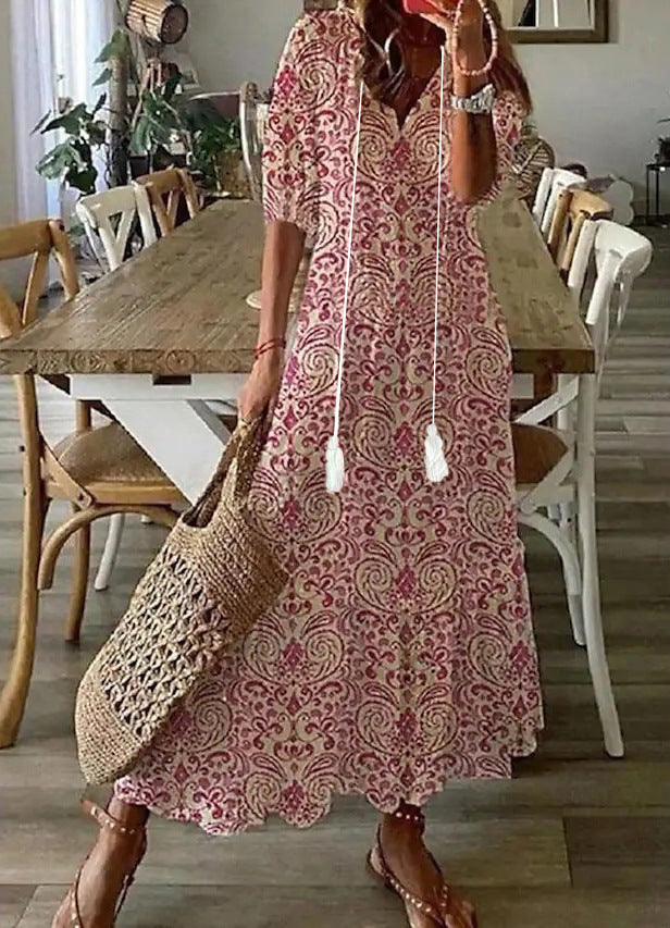 Amalia | Boho Vintage Sommar Maxiklänning