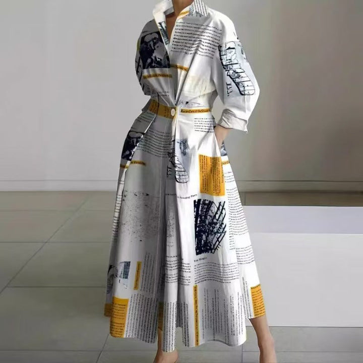 Alora | Elegant Framsvängd Krage Maxi Klänning