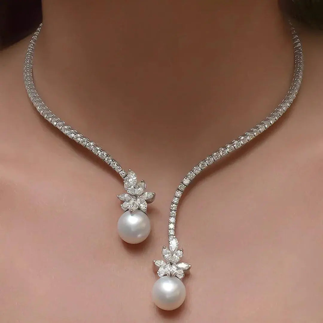 Charlene | Elegant Silverpärlhalsband