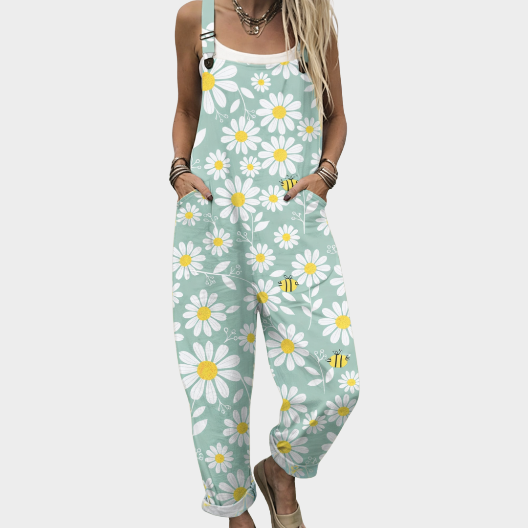 Priscilla | Avslappnad Blommig Konst Jumpsuit