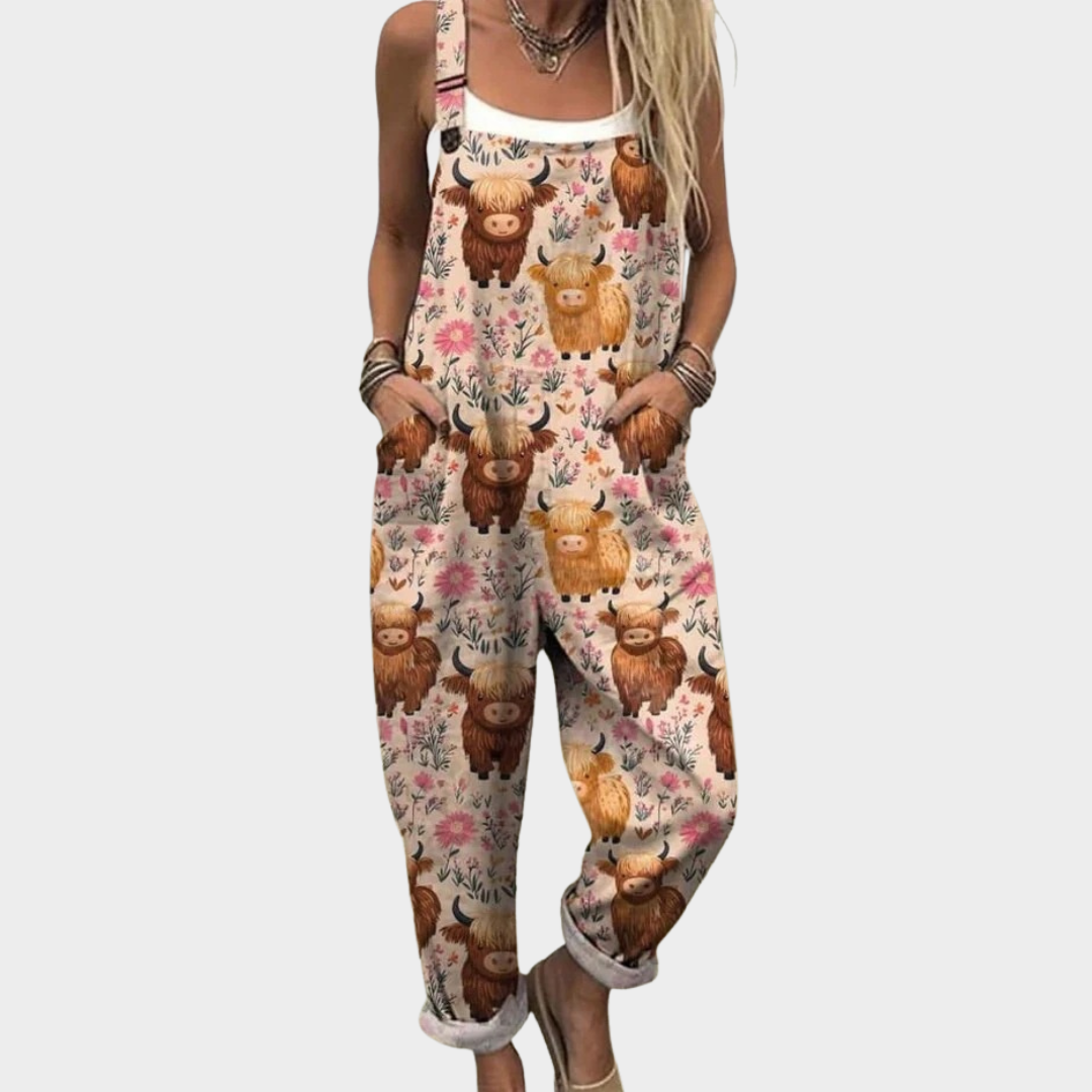 Jazmin | Bekväm Jumpsuit med Ko-mönster
