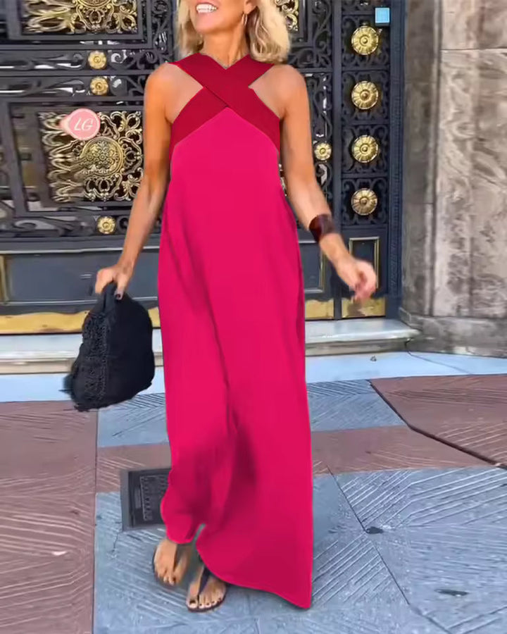 Carolina | Vintage Hollow Shoulder Maxi Klänning