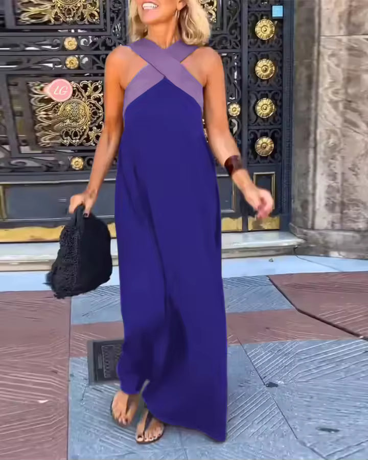 Carolina | Vintage Hollow Shoulder Maxi Klänning