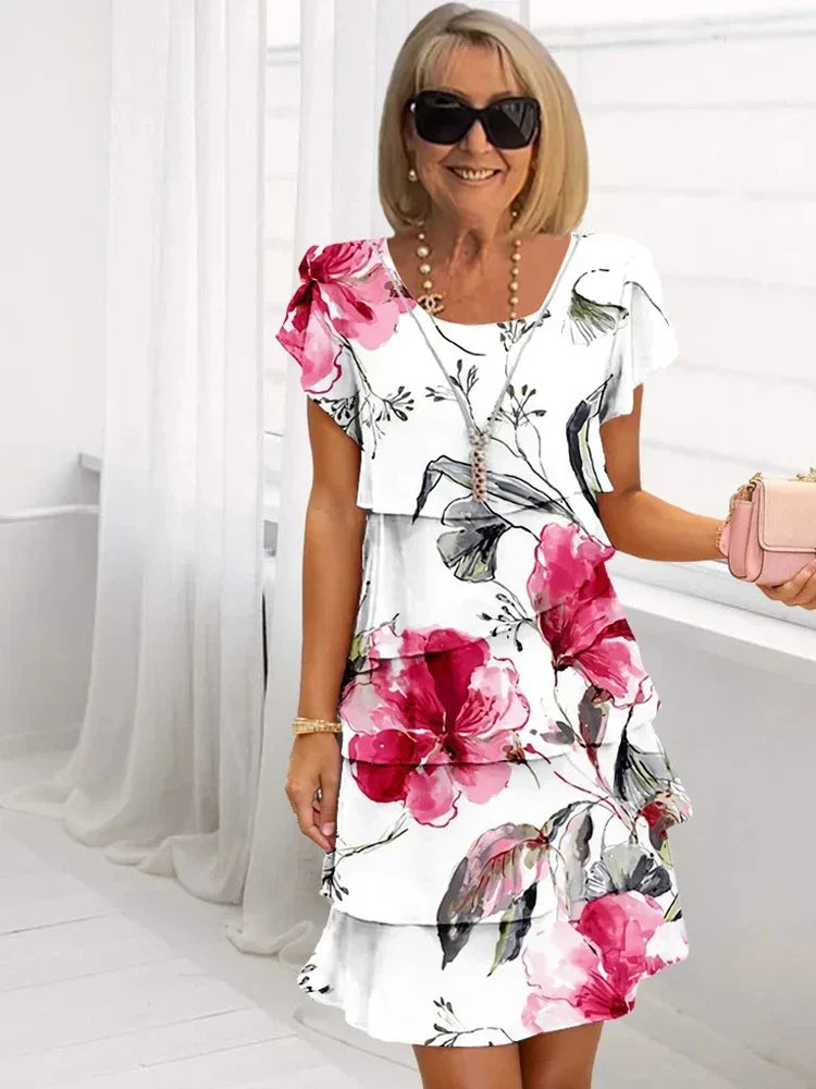 Rosie | Blommig Lager Chiffonklänning