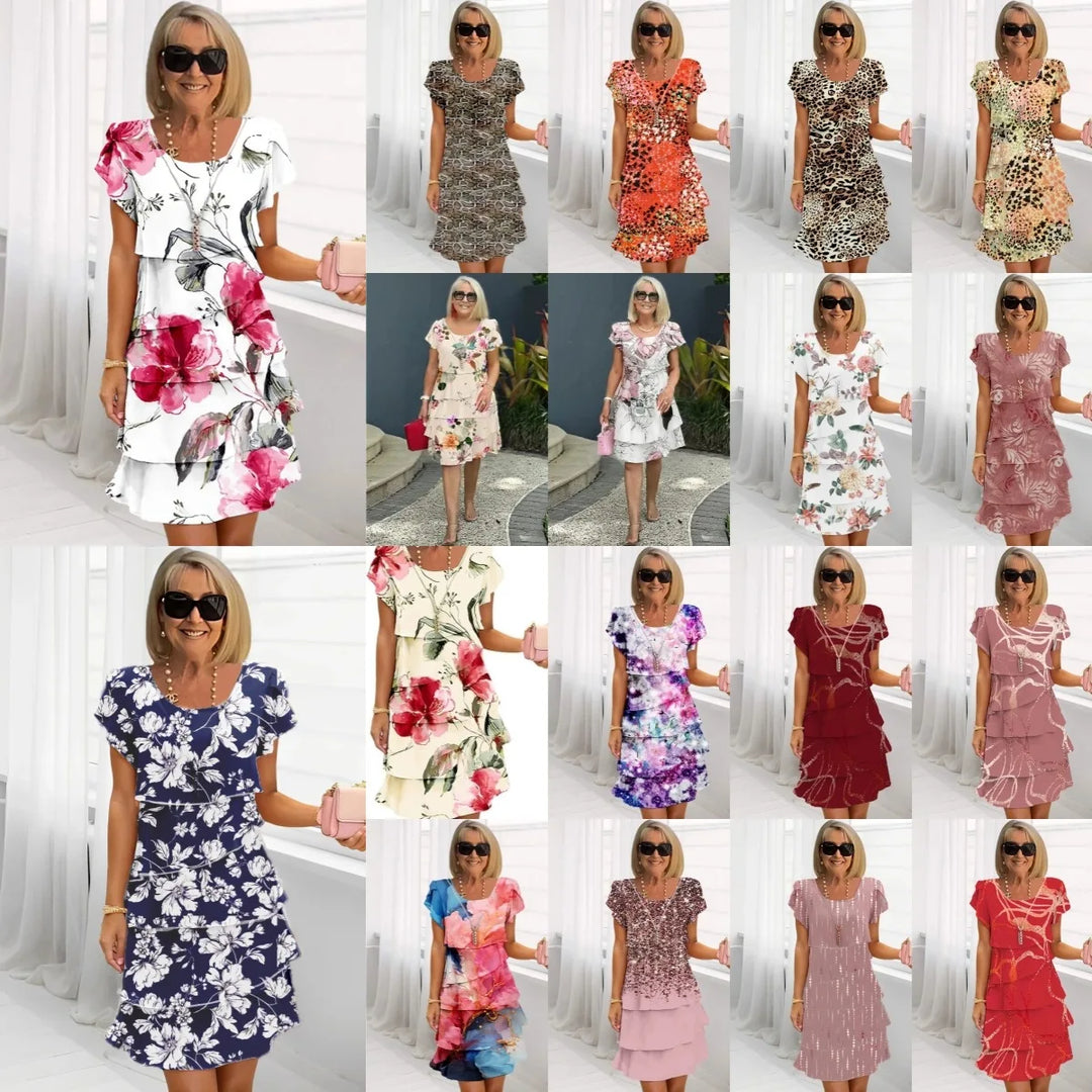 Rosie | Blommig Lager Chiffonklänning