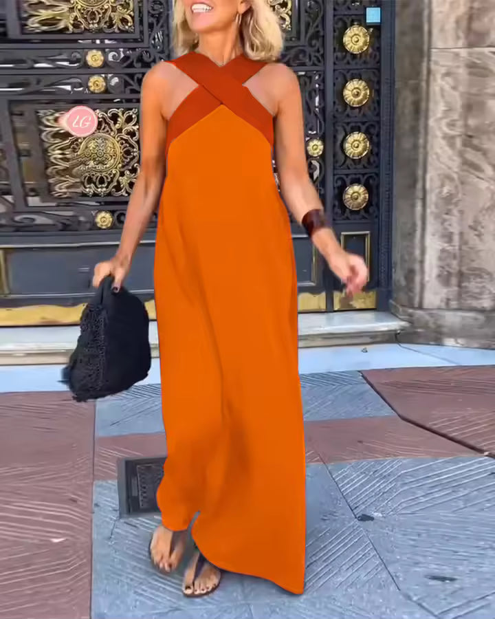 Carolina | Vintage Hollow Shoulder Maxi Klänning