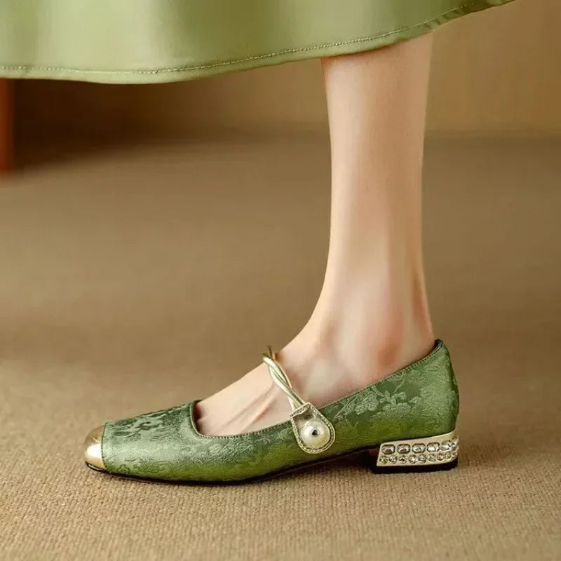 Camille | Vintage Flätad Pärlremsskor