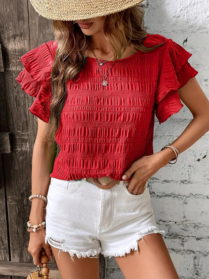 Annabel | Volangärm Texturerad Blus