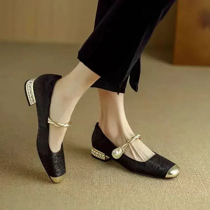 Camille | Vintage Flätad Pärlremsskor