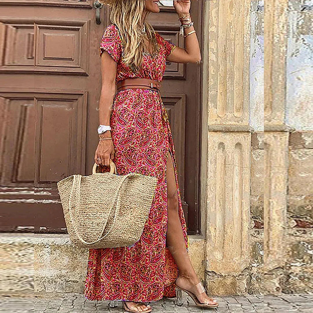 Agnes | V-ringad Boho Maxiklänning