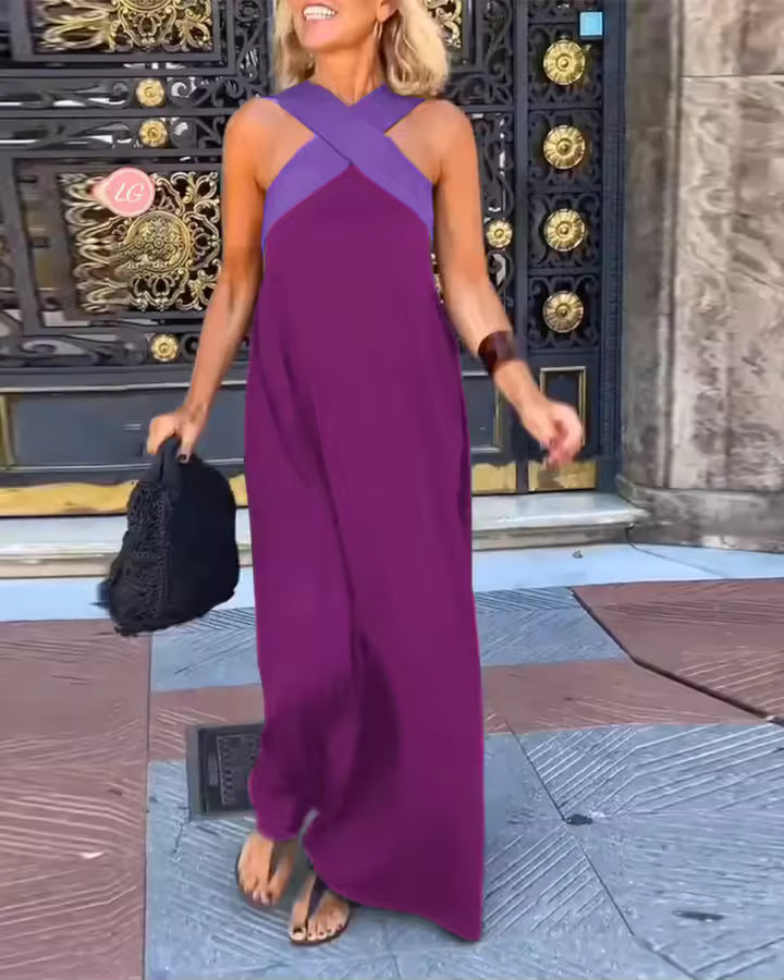 Carolina | Vintage Hollow Shoulder Maxi Klänning