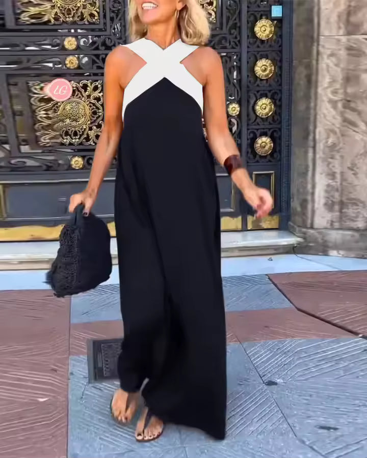 Carolina | Vintage Hollow Shoulder Maxi Klänning