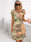 Theresa | Elegant Leopard Comfort Ruffle Klänning
