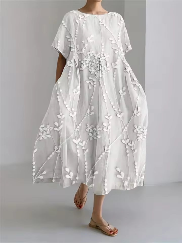 Amanda | Elegant Löst Rundhals Klänning