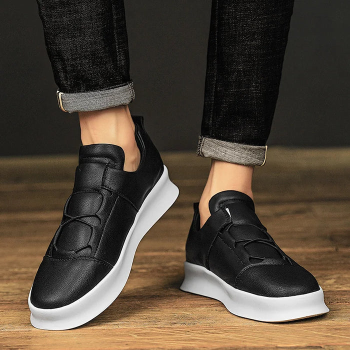 Låga Lädersneakers med Snörning för Herr
