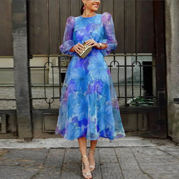 Jenna | Blommönstrad bröllopsgäst midi klänning