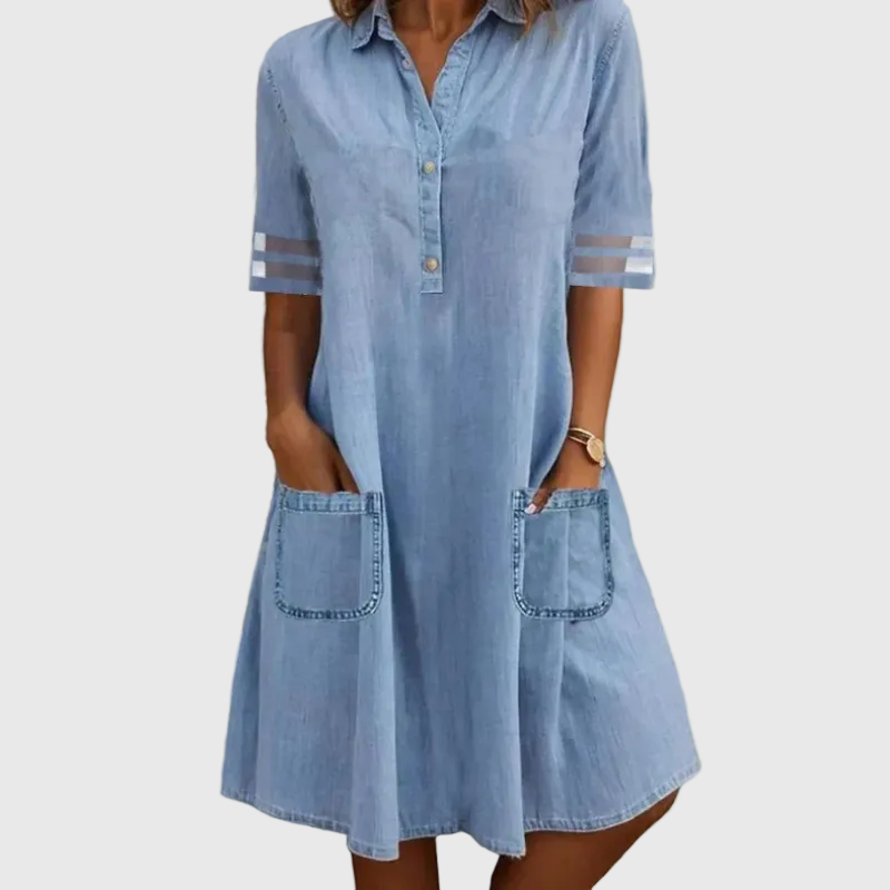 Leila | Flödande Denim Mini Klänning
