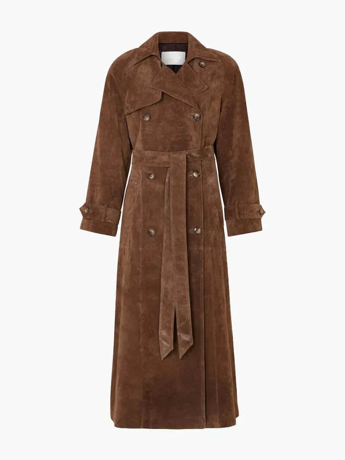 Dam Trenchcoat i Mocka med Bälte och Klassisk Passform