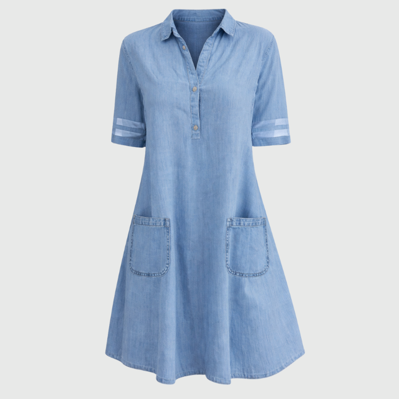 Leila | Flödande Denim Mini Klänning