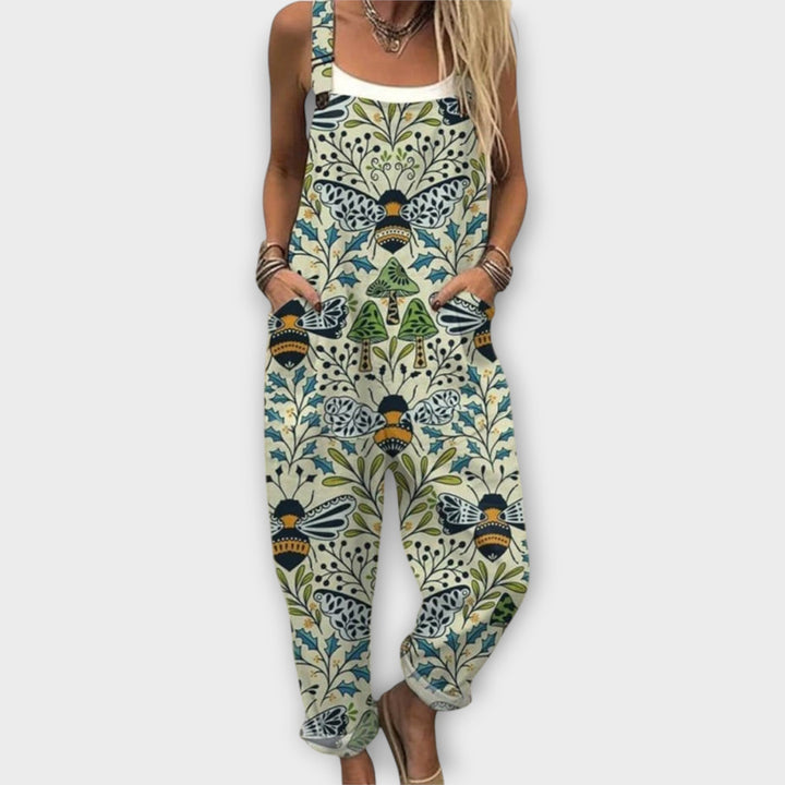 Noelle | Retro Elegant Blommönstrad Jumpsuit