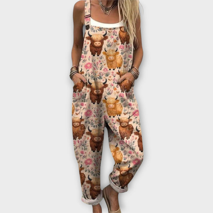 Noelle | Retro Elegant Blommönstrad Jumpsuit
